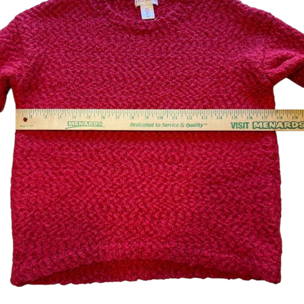 Yet Again Textured Knit Sweater Pullover‎ Cozy Casual Red Small